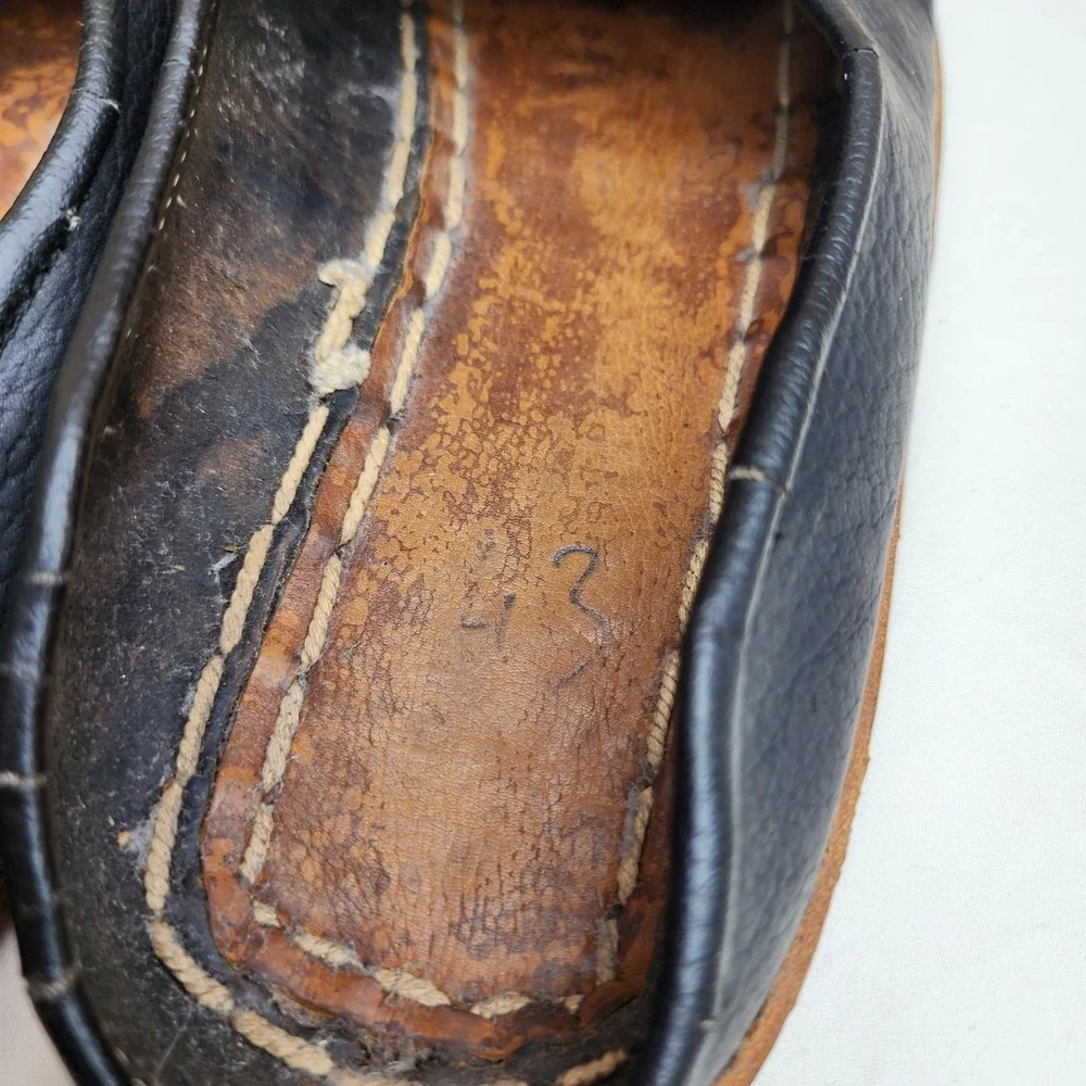 Handmade EU 41 US 8 Black Leather Traditional Arab Slippers Mules Persian Genie